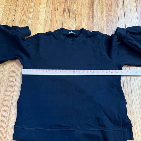 Ganni Sweatshirt Womens Medium Puff Sleeve Split Hem Black Crew Sweater - Picture 9 of 10